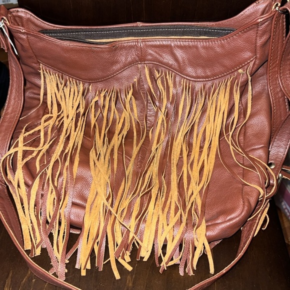 Fringe Leather Shoulder Bag - Brown - Picture 2 of 5